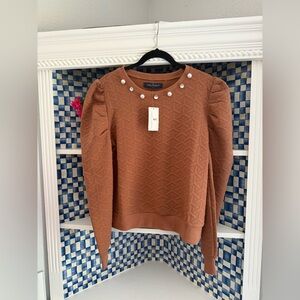 Simply Southern Rust Sweater with Pearl and Gem Accents NWT